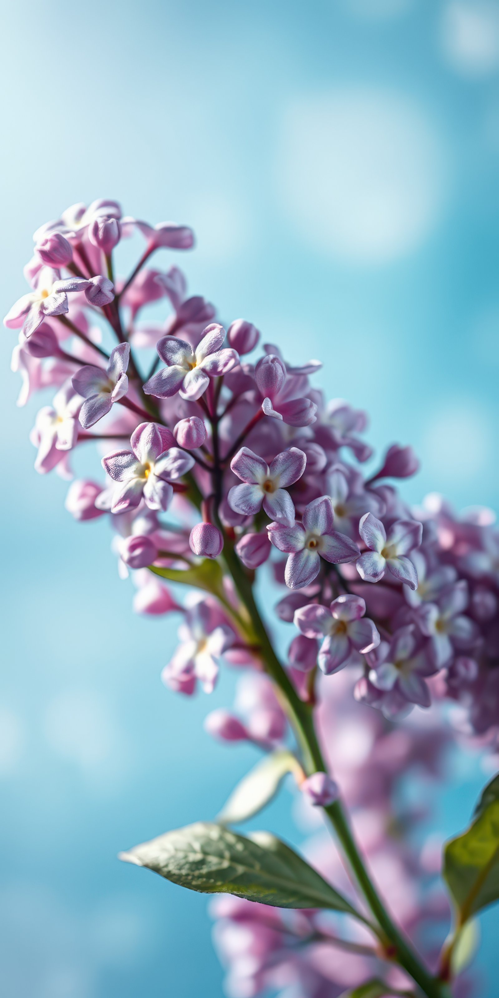 Beautiful lilac flowers blooming against a soft blue background capturing the essence of springtime in nature